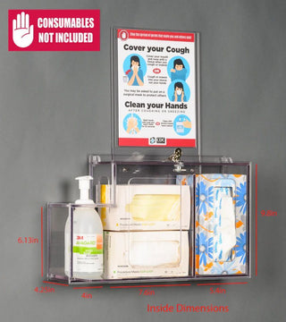 Poltex RESPS-3STL-SLV Locking Respiratory Hygiene Station S