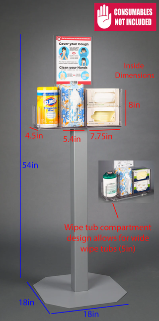 Poltex RESPU-3STL-SLV Respiratory Hygiene Station U