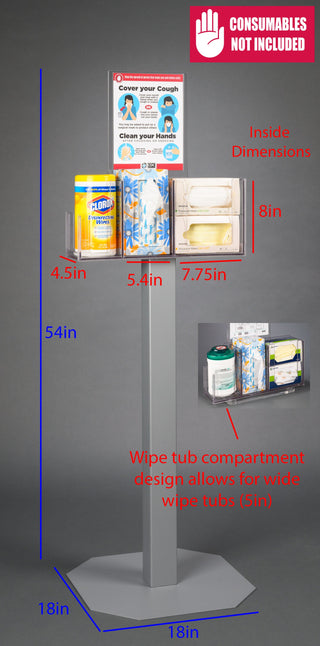 Poltex RESPU-S-DCL Respiratory Hygiene Station U-Tub Wipe, Mask, Tissue