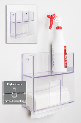 Poltex SPRYPAPRWIP Spray Bottle, Wipe Canister, Paper Towel Combo Unit