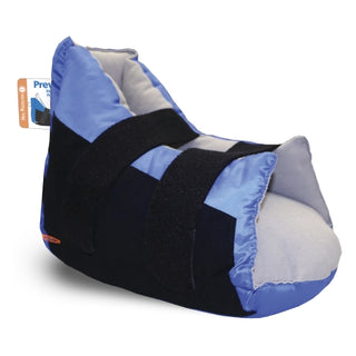 Blue and black Prevalon® 906755_CS Heel Protector I footrest with a white ball on a white background