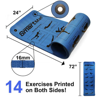 Prism Fitness 400-150-031 Smart Exercise Mat, 16mm With Grommets (Blue), 72” x 24”
