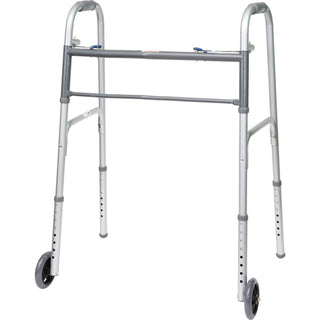 ProBasics WKABW2B Silver walker with wheels on a white background