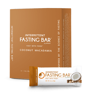ProLon Fast Bar Coconut Macadamia box with a wrapped bar in front of it