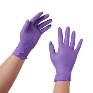 Purple Nitrile® 365059_CS Exam Glove, X-Small, Standard Cuff Length, Textured Fingertips, Purple on a white background