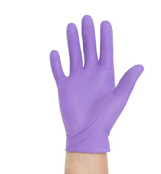 Purple Nitrile® 407600_CS, Exam Glove, Medium, Standard Cuff, Textured Fingertips, Purple on a white background