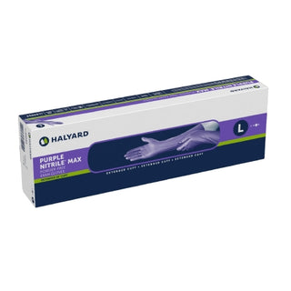 Purple Nitrile Max™ 1051225_CS, Exam Glove, Large, Extended Cuff, Fully Textured, Purple on a white background