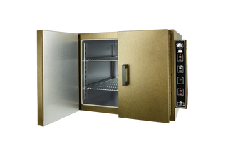 Commercial QuincyLab21-250BenchOven with open door on a white background