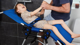 R82 Manatee Pediatric Foldable Bath Chair, Blue or Red Seat, 4 Size Options