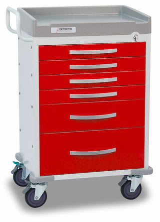 Detecto Rescue Series ER Medical Cart – Red, 5/6 Drawers, Standard or Loaded