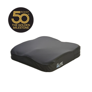 ROHO® AirLITE® Wheelchair Cushion, Heavy Duty Cover with 'Roho' logo and '50 The Golden Milestone' badge on a white background