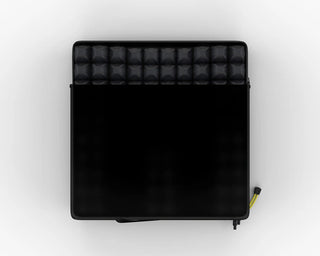 Black rectangular ROHO® Enhancer Wheelchair Cushion, Standard Cover with grid pattern on top on a white background