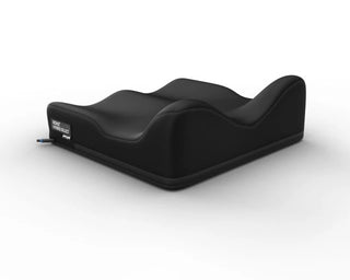 Black ergonomic ROHO® Hybrid Select Wheelchair Cushion, Standard Cover on a white background