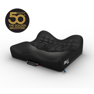 Black ROHO® Hybrid Select Wheelchair Cushion, Standard Cover with ROHO logo on a white background