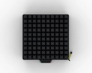 Black ROHO® Quadtro Select® MID PROFILE® Wheelchair Cushion on a white background