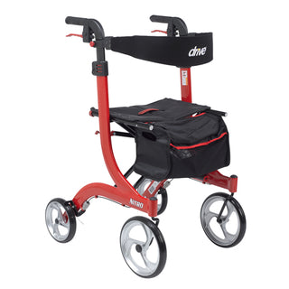 Drive Medical RTL10266T Nitro Aluminum Rollator, Red Tall Height, 10" Casters