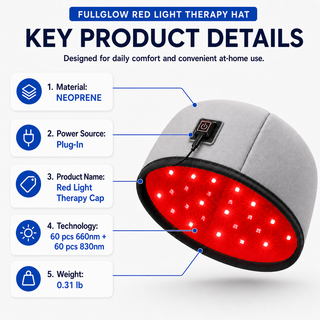 iReliev RL-D050 FullGlow Red Light & Infrared Therapy Hat, 120 LEDs, 660nm + 830nm