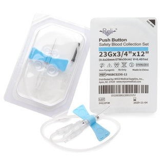 Myco Medical RELI PBSBCS21G-12 Push Button Safety Blood Collection Set 21G x ¾”