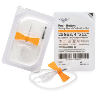 Myco Medical RELI PBSBCS21G-12 Push Button Safety Blood Collection Set 21G x ¾”