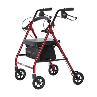 Red Rhythm Healthcare 807XX Royal - Aluminum 4 Wheel Rollator with a seat on a white background