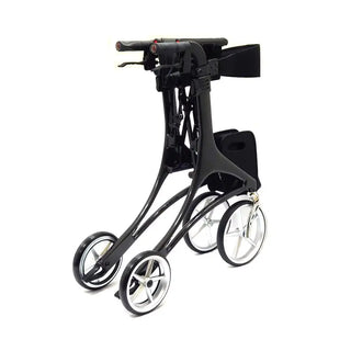 Black Rhythm Healthcare 960GG Opus Carbon Fiber Rollator with four wheels on a white background