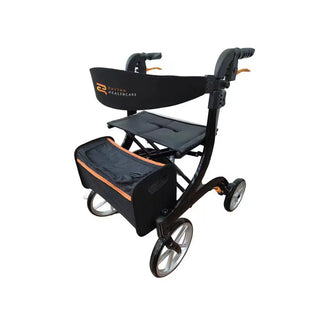 Black and orange Rhythm Healthcare 970BK Rimor LT Rollator with 'Rhythm' branding on a white background