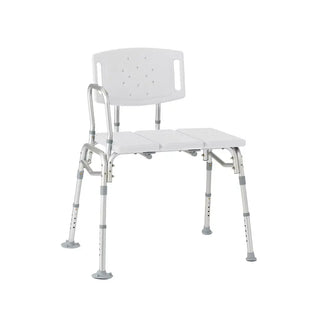 White Rhythm Healthcare B3300HDWH HD Transfer Bench with adjustable legs on a white background