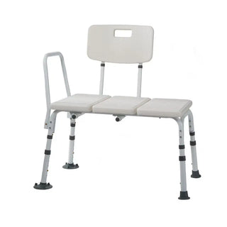 WhiteRhythm Healthcare B3300WH  Transfer Bench with backrest on a white background