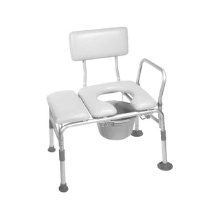 White commode chair with a backrest on a white background
