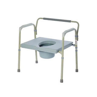 Portable Rhythm Healthcare B3600F Bariatric Folding Commode chair with adjustable height on a white background