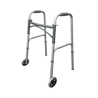 Rhythm Healthcare Bariatric Extra Wide Two Button Folding Walker, 500 Ibs with wheels