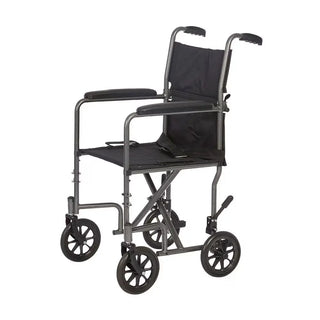 Black and gray manual Rhythm Healthcare L10XXHT Steel Companion Chair on a white background