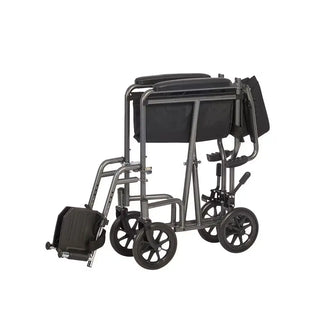 Black Rhythm Healthcare L10XXHT Steel Companion Chair with folded footrest on a white background