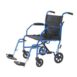 Blue and black manual Rhythm Healthcare L2419XX  Super Lite 19" Aluminum Companion Chair on a white background