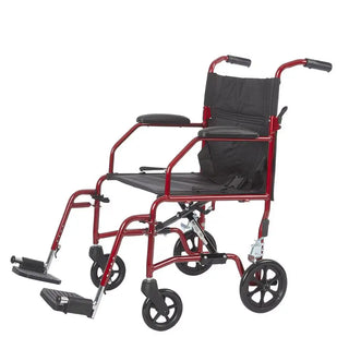 Red and black Rhythm Healthcare L2419XX  Super Lite 19" Aluminum Companion Chair on a white background