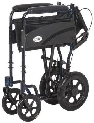 Black Rhythm Healthcare L3019XX 19" Companion Chair with Fold Down Back  with wheels on a white background