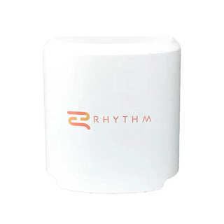 White cylindrical Rhythm Healthcare P2BY001-2 P2/P2-E6/P2-E7 Battery with 'Rhythm' logo on a white background