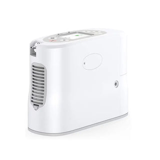 White portable Rhythm Healthcare  P2 Portable Oxygen Concentrator on a white background
