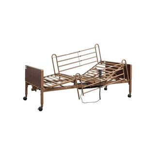 Rhythm Healthcare Semi Electric Standard Homecare Bed with Full Rails on awhite background