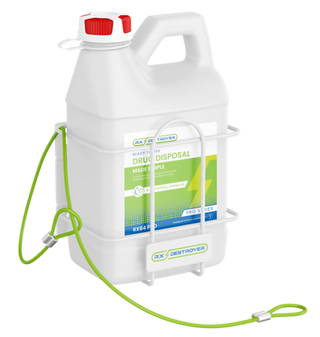 Rx Destroyer™  RX2.5WALLSEC, 2.5 Gallon Bottle Mount with Security Cable