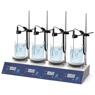 SCILOGEX 80302711109999 SCI340-4 Digital Hotplate-Stirrer 4-Channel, Ceramic Plates