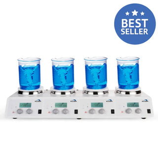 Four-shot glass device with blue liquid and digital display on a white background, featuring a 'Best Seller' badge.