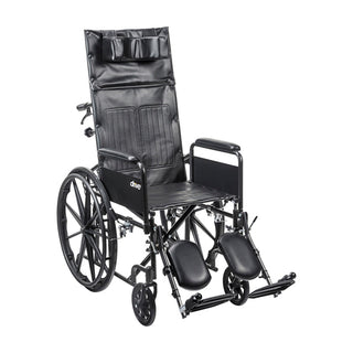 Drive Medical Silver Sport Recliner with Vinyl Upholstery, Detachable Full Arm, 18"