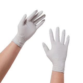 STERLING® 761282_CS,Nitrile Exam Glove, Large, Standard Cuff, Gray, Chemo Tested on a white background