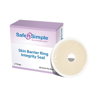 Safe-n'Simple 800389_CS Skin Barrier Ring Standard Wear Universal System Hydrocolloid 2 In. Diameter packaging with a single ring on a white background