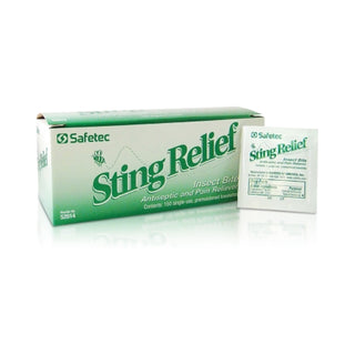 Safetc 996218_CS  Sting Relief Towelette packaging on a white background