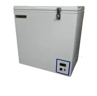 ScienTemp Corporation 34-07A Low Temperature Chest Freezer with a brand label on a white background