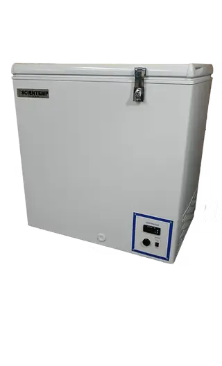 Scientemp Corporation 34-05 Low Temperature Chest Freezer with digital display on a white background