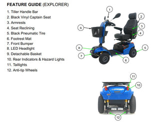 Shoprider Explorer 4‑Wheel Scooter – 300 lb Capacity, Pneumatic Tires, USB Port-3