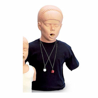 Mannequin with a black shirt and necklace on a white background